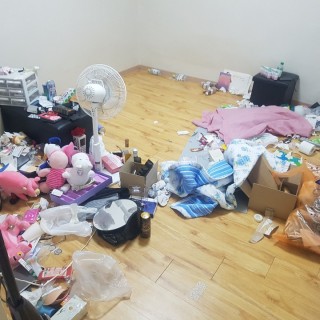 이사후 원룸 쓰레기 현장 (고양이키운집)입니다.